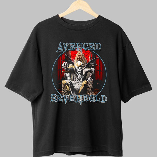 Tricou Avenged Sevenfold - Reaper Throne Edition fata negru