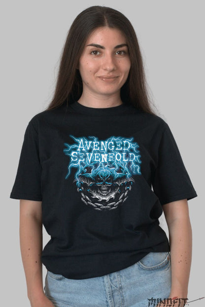 Tricou Avenged Sevenfold - Skull Electric Storm dama negru