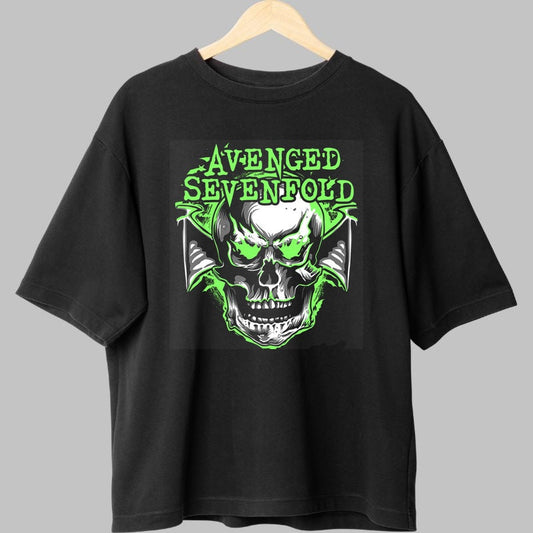 Tricou Avenged Sevenfold - Skull Neon Edition fata negru