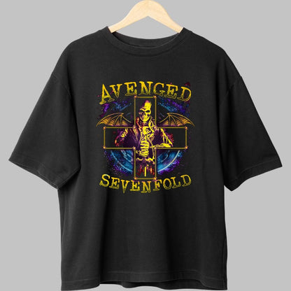 Tricou Avenged Sevenfold - Skull Universe Edition fata negru