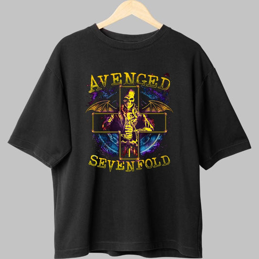 Tricou Avenged Sevenfold - Skull Universe Edition fata negru