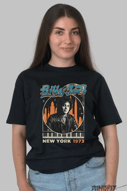 Tricou Billy Joel - New York 1973 fata negru