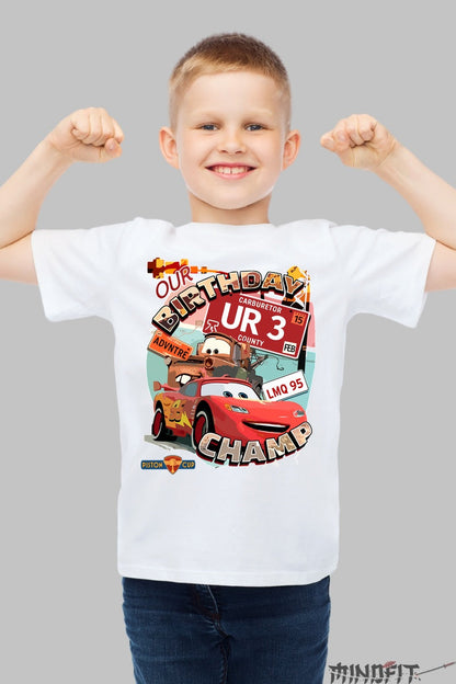 Tricou Cars Campion de Ziua Ta - Disney Pixar baiat alb