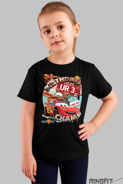 Tricou Cars Campion de Ziua Ta - Disney Pixar fata negru