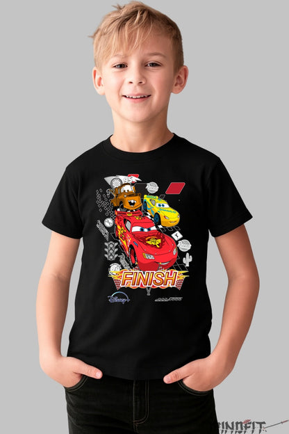 Tricou Cars - Finish in stil Pixar baiat negru