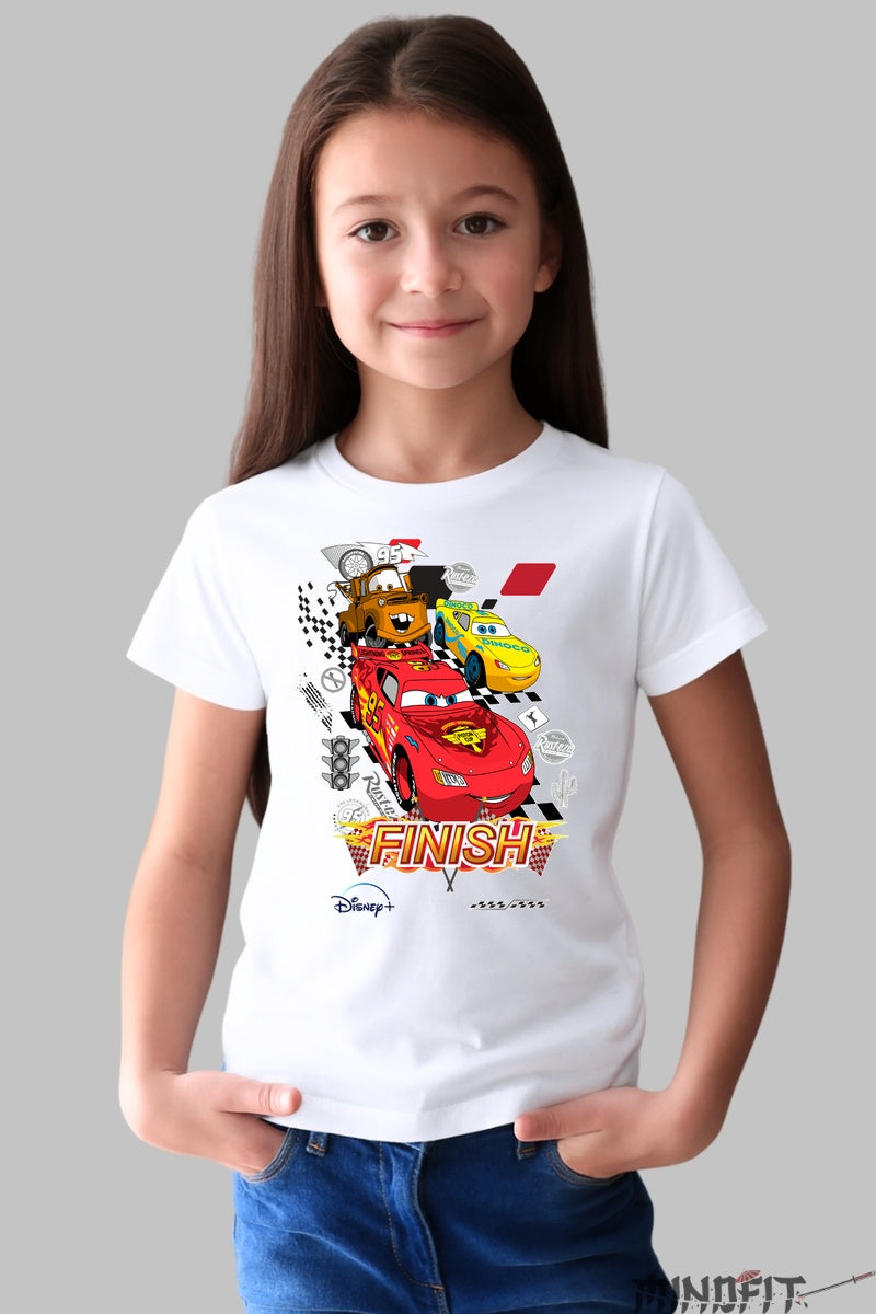 Tricou Cars - Finish in stil Pixar fata alb