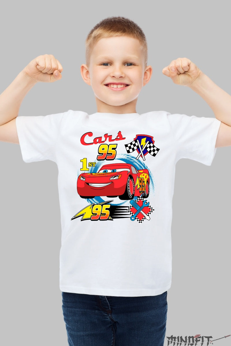 Tricou Cars Fulger McQueen - Disney Pixar baiat alb