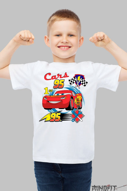 Tricou Cars Fulger McQueen - Disney Pixar baiat alb