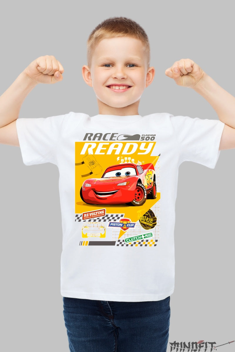 Tricou Cars Fulger McQueen Ready - Disney Pixar baiat alb