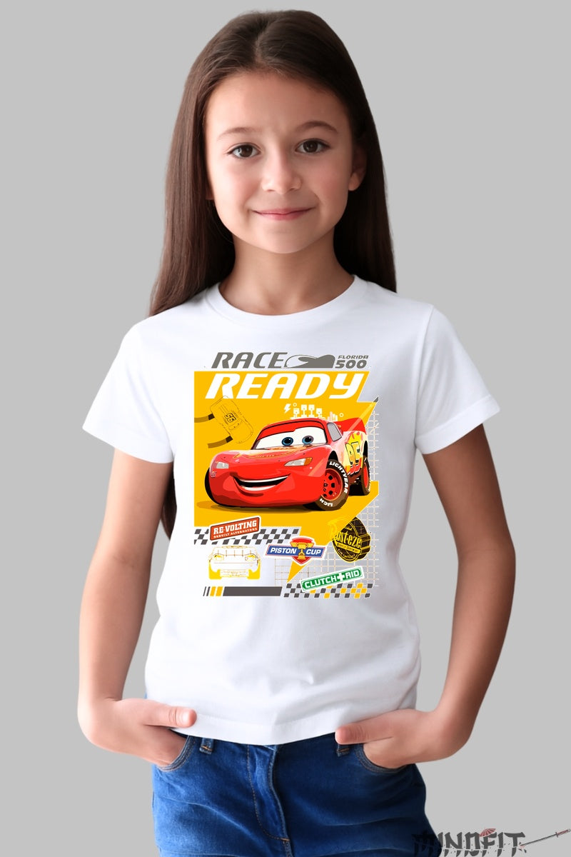 Tricou Cars Fulger McQueen Ready - Disney Pixar fata alb