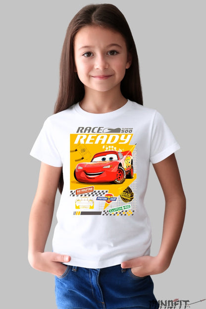 Tricou Cars Fulger McQueen Ready - Disney Pixar fata alb