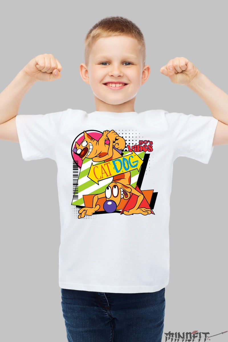 Tricou CatDog Vibes - Cartoon Network baiat alb