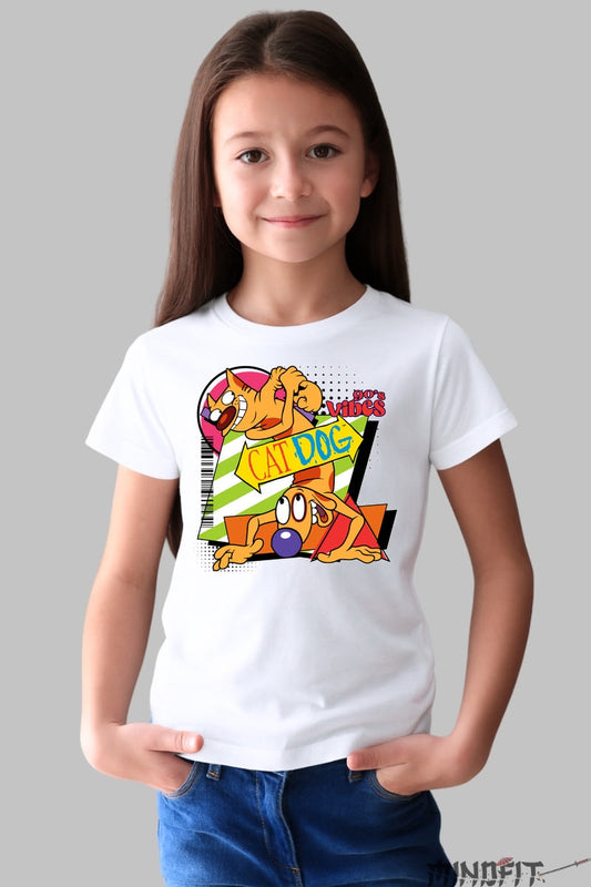 Tricou CatDog Vibes - Cartoon Network fata alb