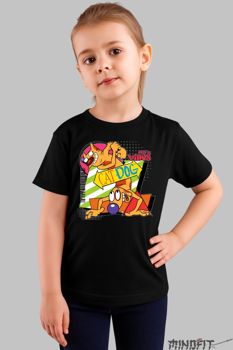 Tricou CatDog Vibes - Cartoon Network fata negru
