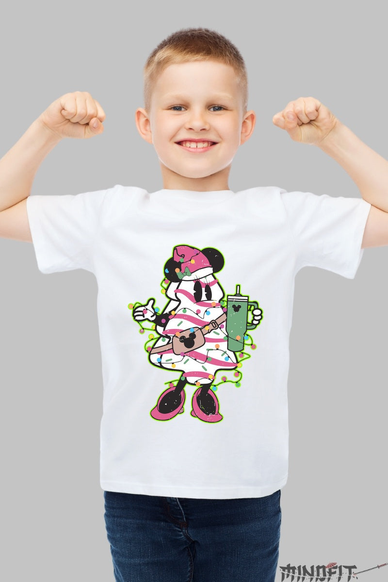 Tricou Copii Craciun - Bradut Cool cu Limonada si Decoratiuni baiat alb