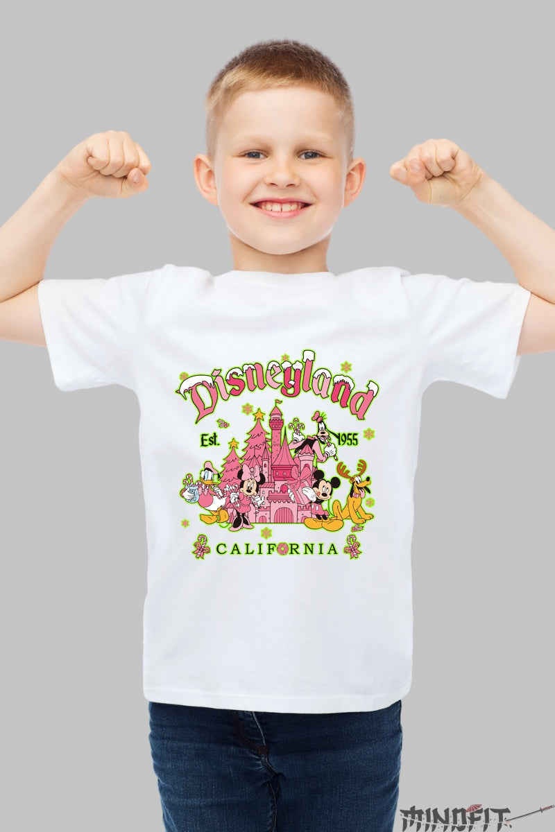 Tricou Copii Disneyland California - Castelul Magiei si Prieteniei baiat alb