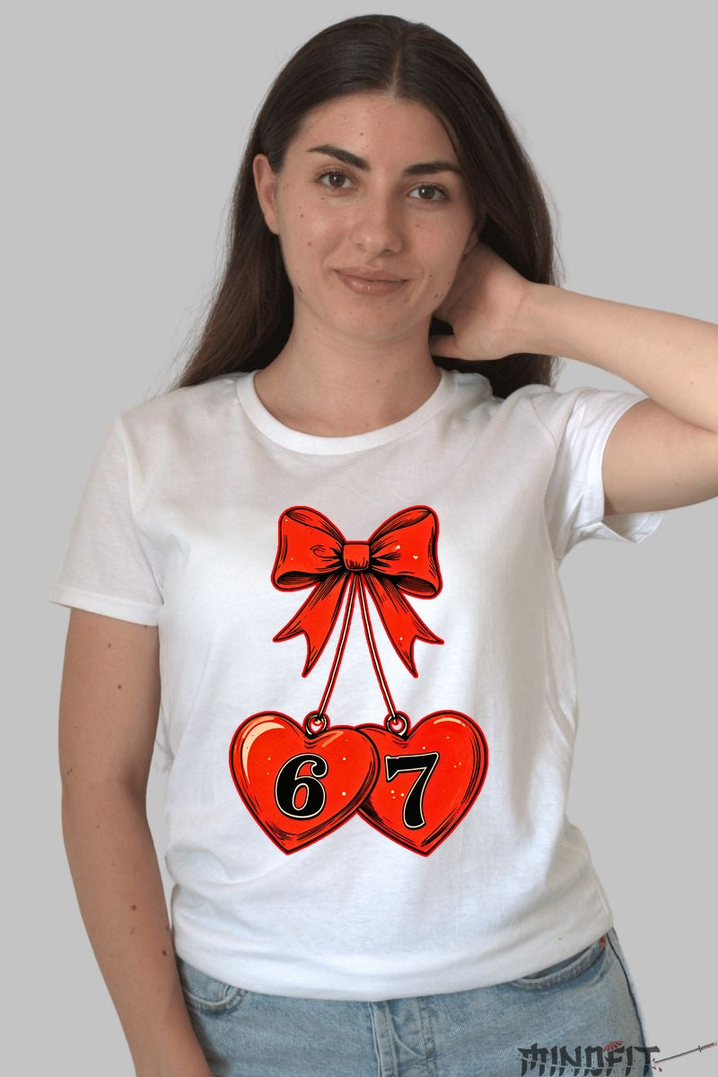 Tricou Couple Goals - Inimi Legate Cu Numarul Relatiei dama alb