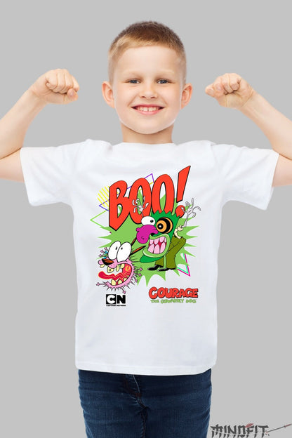 Tricou Courage the Cowardly Dog Boo - Cartoon Network baiat alb