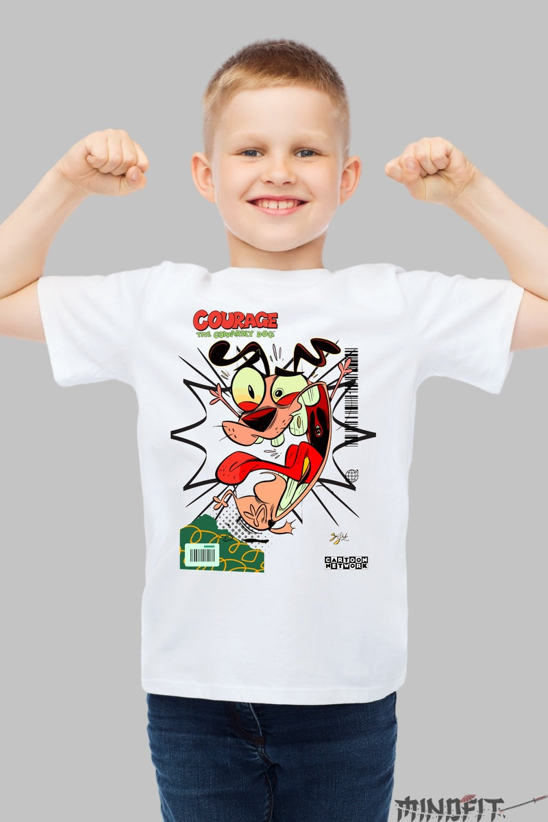 Tricou Courage The Cowardly Dog - Cartoon Network baiat alb