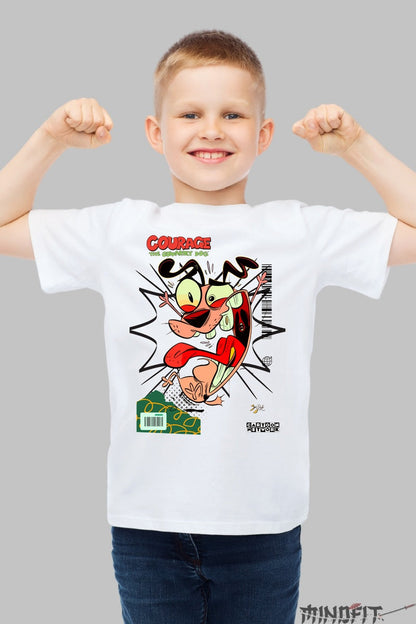Tricou Courage The Cowardly Dog - Cartoon Network baiat alb
