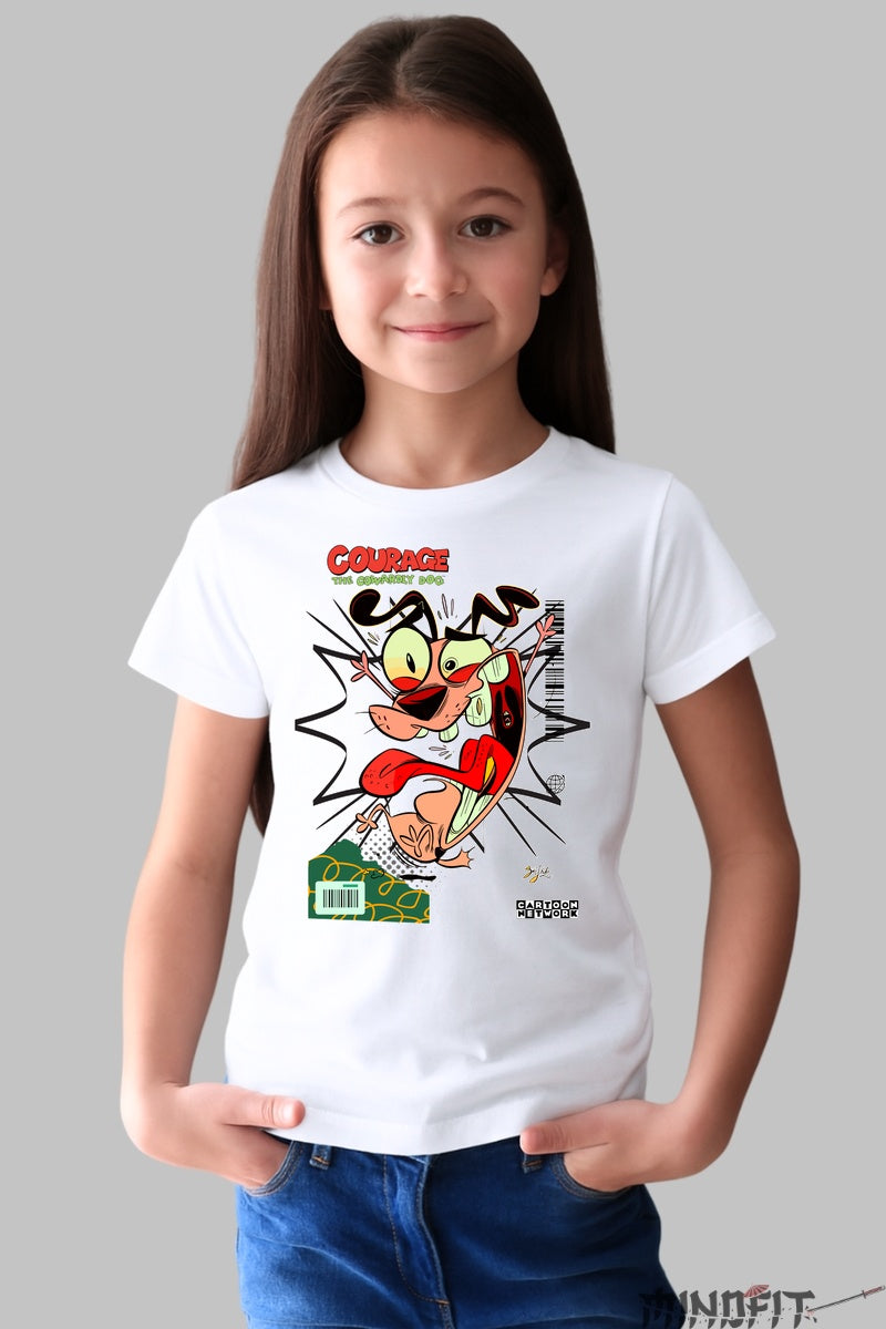 Tricou Courage The Cowardly Dog - Cartoon Network fata alb
