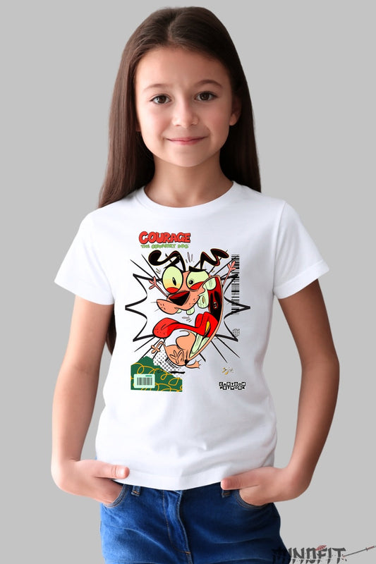 Tricou Courage The Cowardly Dog - Cartoon Network fata alb