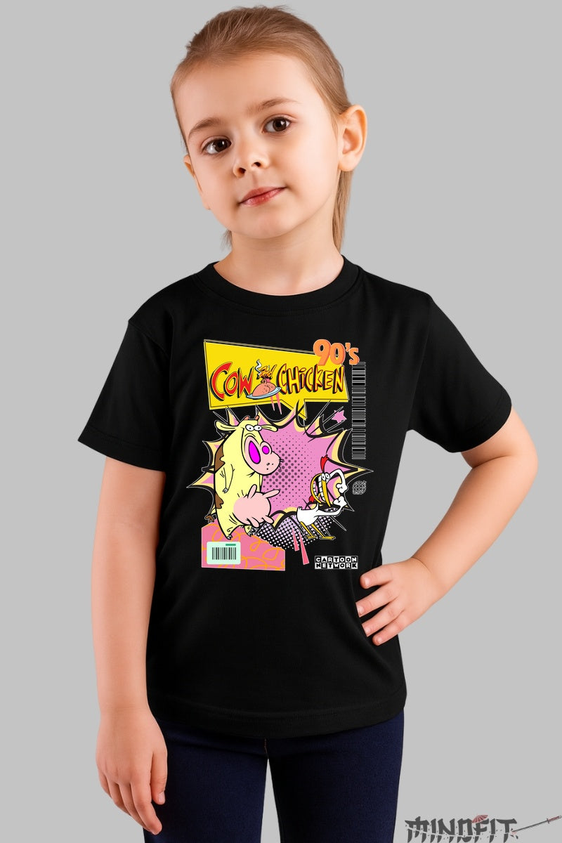 Tricou Cow and Chicken 90's - Cartoon Network fata negru