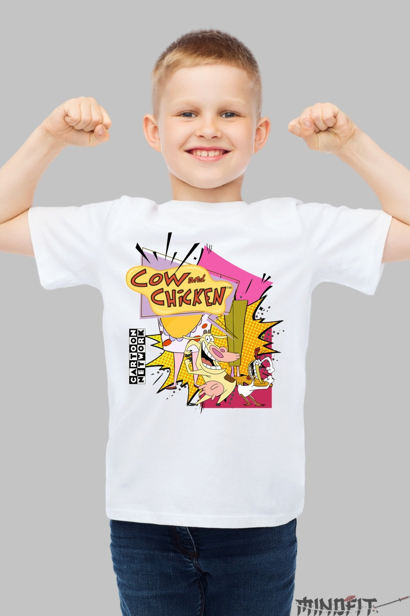 Tricou Cow and Chicken - Cartoon Network baiat alb
