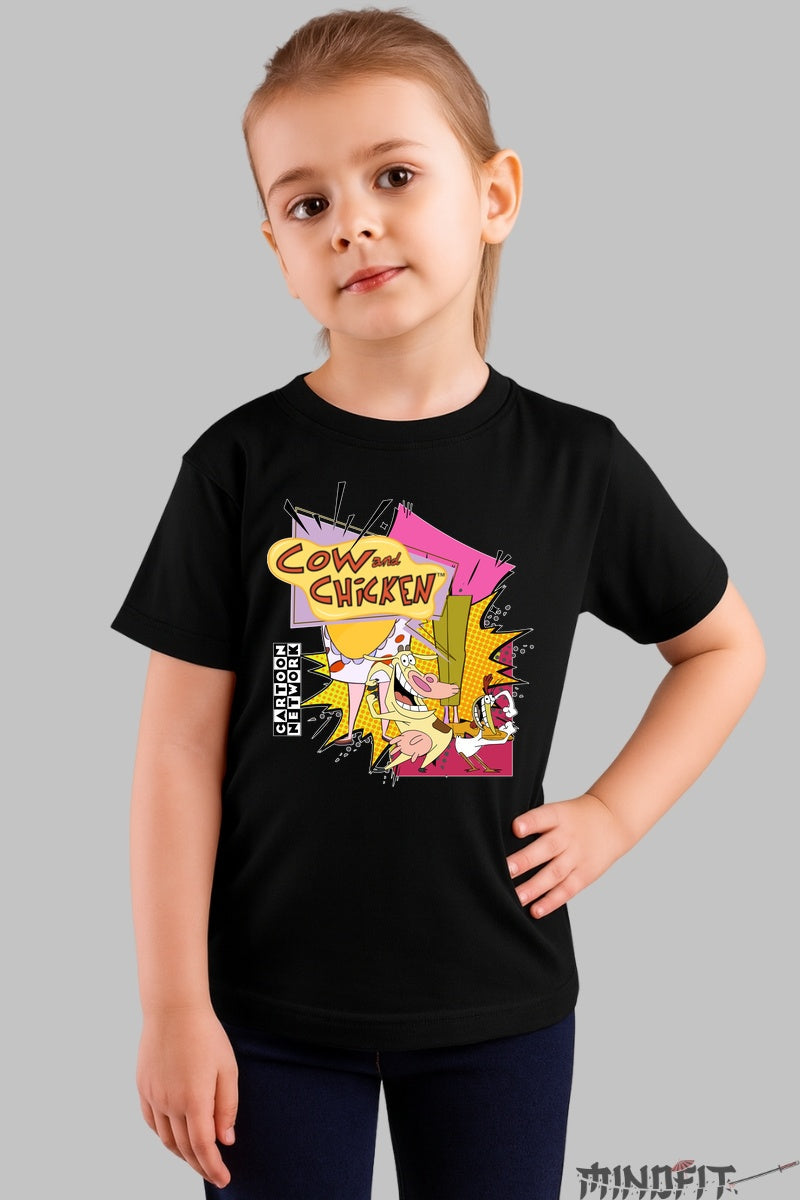 Tricou Cow and Chicken - Cartoon Network fata negru