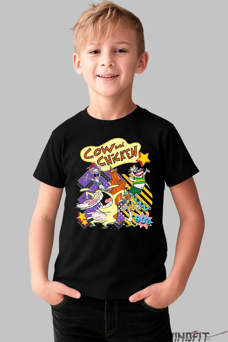 Tricou Cow and Chicken - Cartoon Network baiat negru