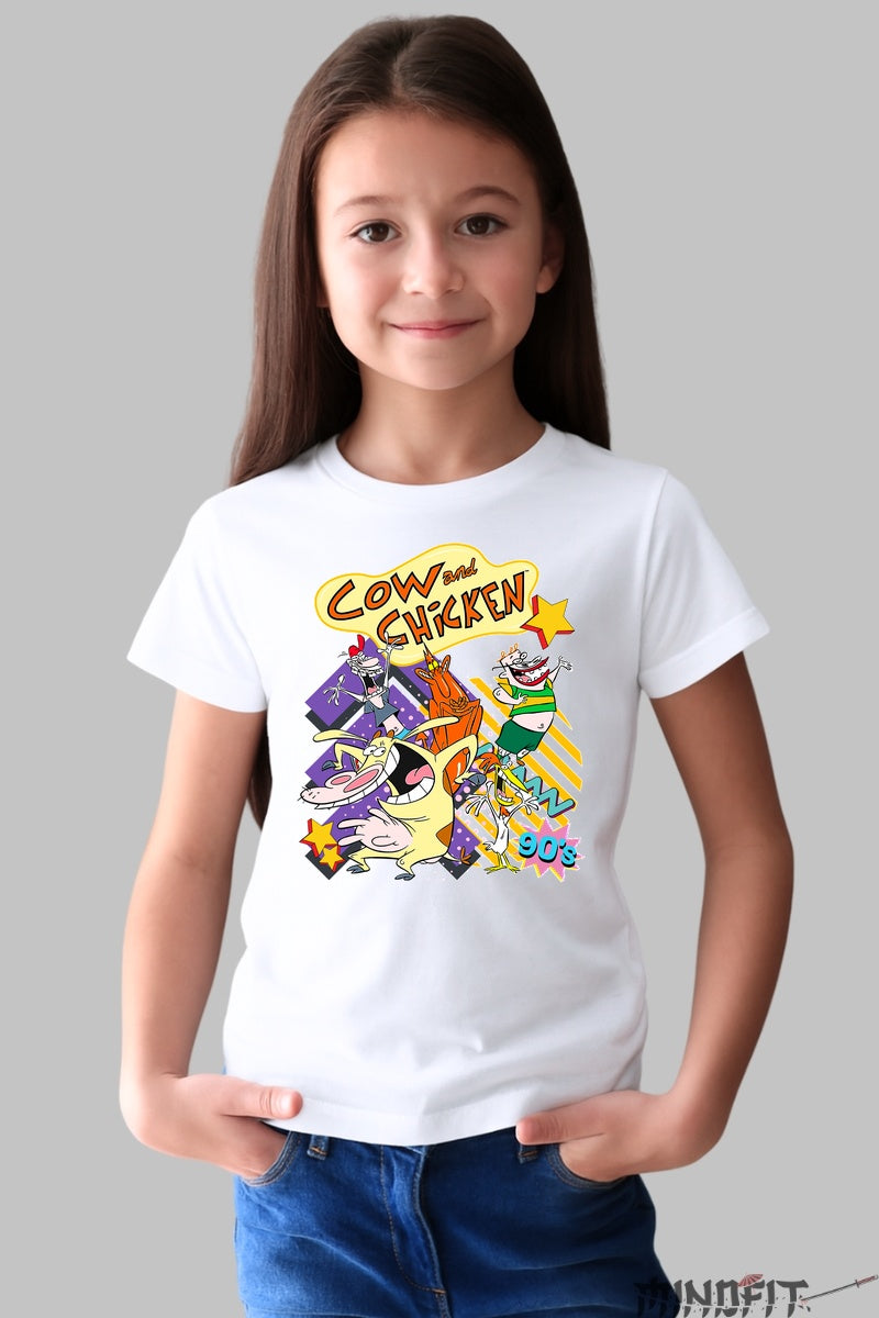 Tricou Cow and Chicken - Cartoon Network fata alb