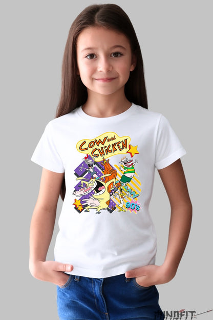 Tricou Cow and Chicken - Cartoon Network fata alb