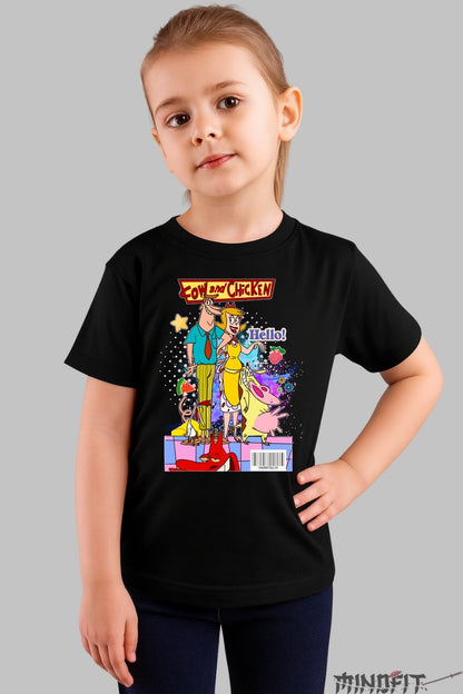 Tricou Cow and Chicken Hello - Cartoon Network fata negru