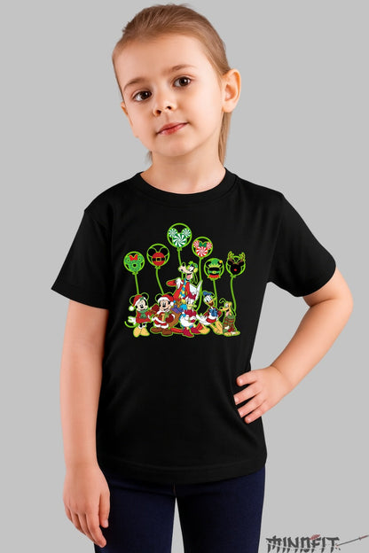 Tricou Craciun Copii - Echipa Vesela cu Baloane Festive fata negru