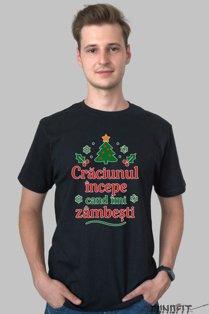 Tricou Craciun - Craciunul Incepe Cand Imi Zambesti dama alb