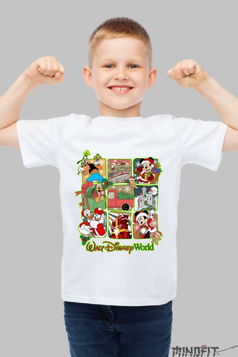Tricou Craciun Disney - Magie Festiva cu Mickey si Prietenii baiat alb