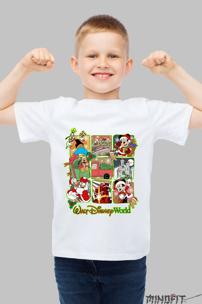 Tricou Craciun Disney - Magie Festiva cu Mickey si Prietenii baiat alb