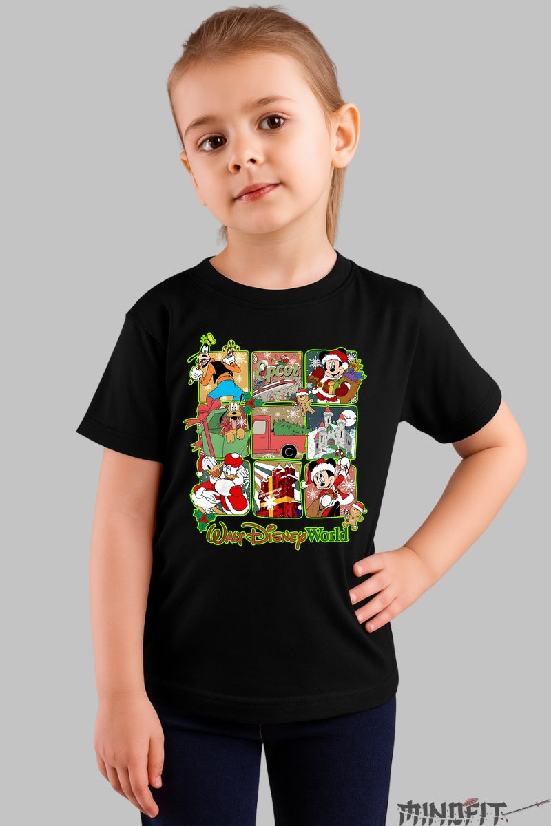 Tricou Craciun Disney - Magie Festiva cu Mickey si Prietenii fata negru
