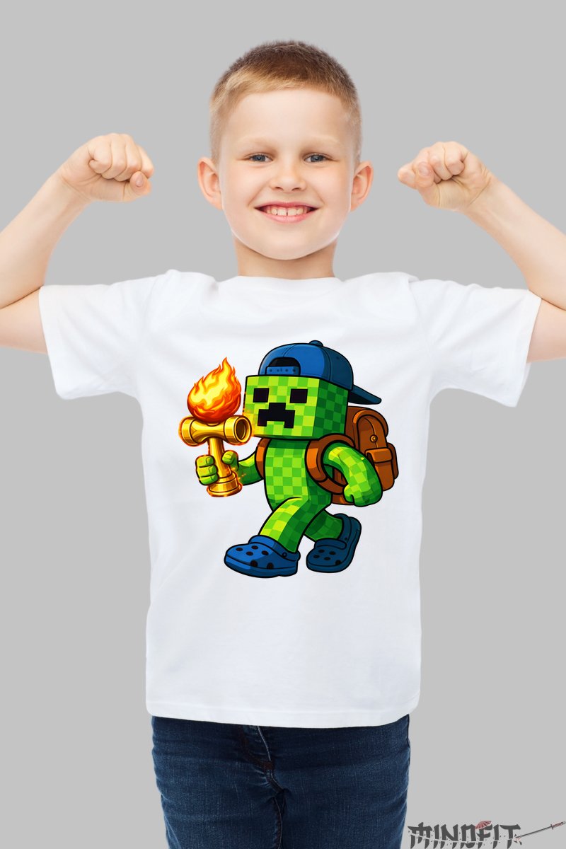 Tricou Creeper Kendama - Flacara Aventurii baiat alb