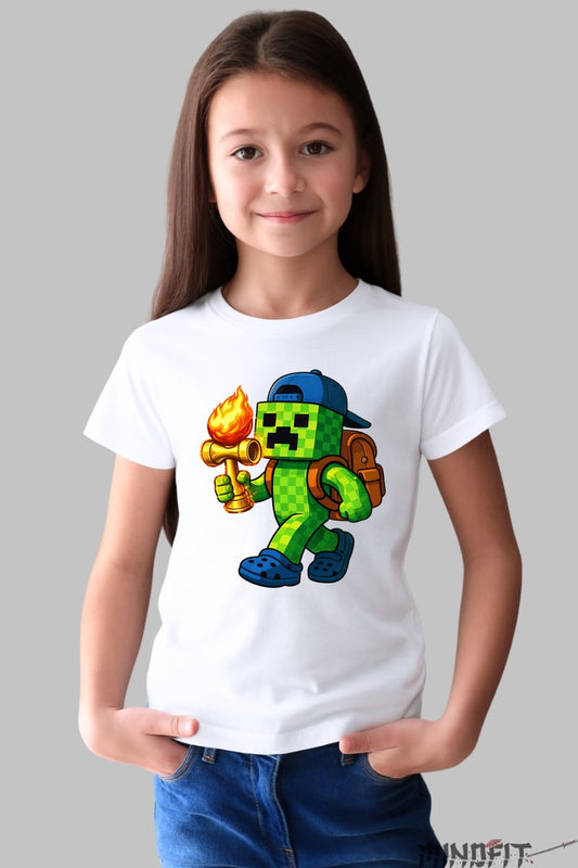 Tricou Creeper Kendama - Flacara Aventurii fata alb