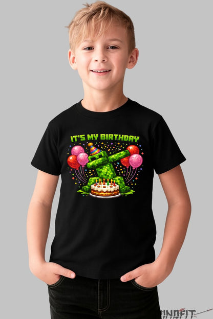 Tricou Creeper My Birthday - Sarbatoare si Distractie baiat negru