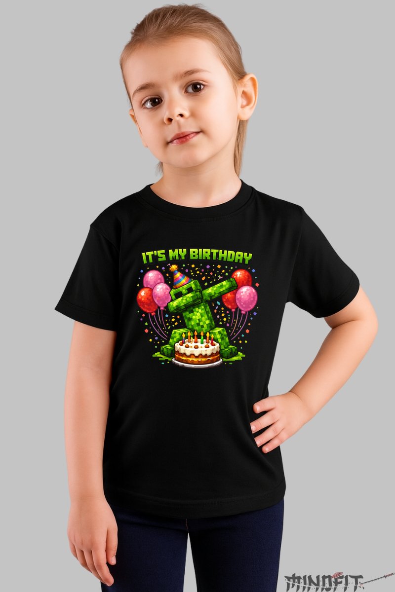 Tricou Creeper My Birthday - Sarbatoare si Distractie fata negru
