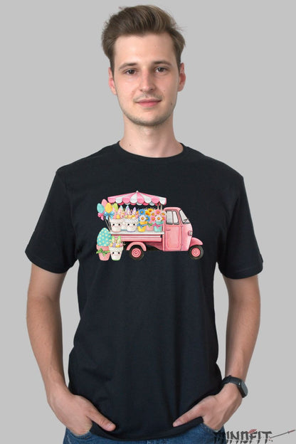 Tricou Cu Floraris Vesel ?Culori Si Flori Barbat Negru