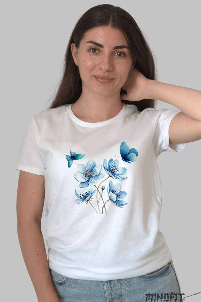 Tricou Cu Flori De Primavara - Anemone Albastre