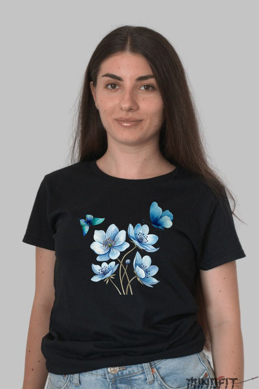 Tricou Cu Flori De Primavara - Anemone Albastre