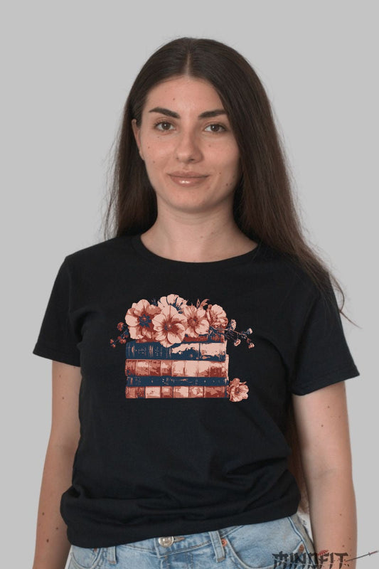 Tricou Cu Flori De Primavara - Biblioteca Secreta Dama Negru