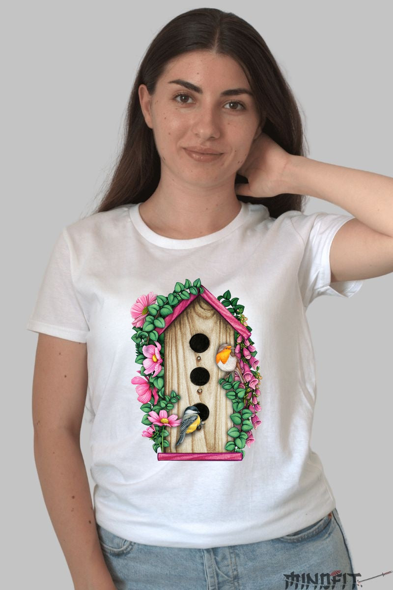 Tricou Cu Flori De Primavara - Cuib De Pasiune Dama Alb