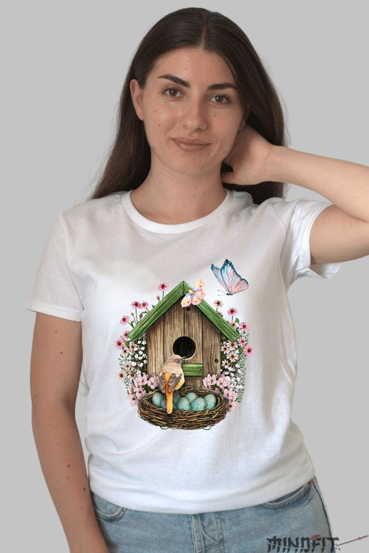 Tricou Cu Flori De Primavara - Cuibul Sperantei Dama Alb