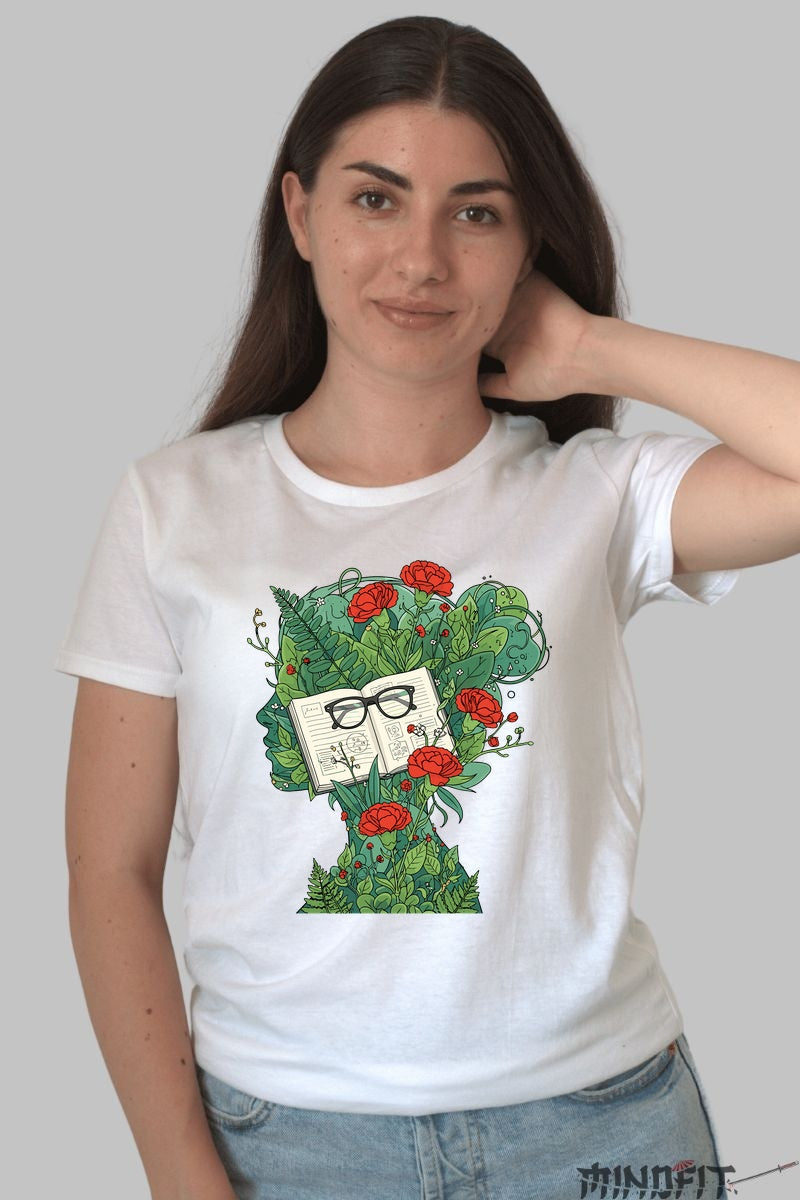 Tricou Cu Flori De Primavara - Ganduri Inflorite Dama Alb