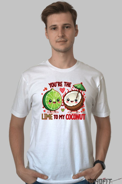 Tricou Cuplu Valentine's Day - Lime To My Coconut barbat alb